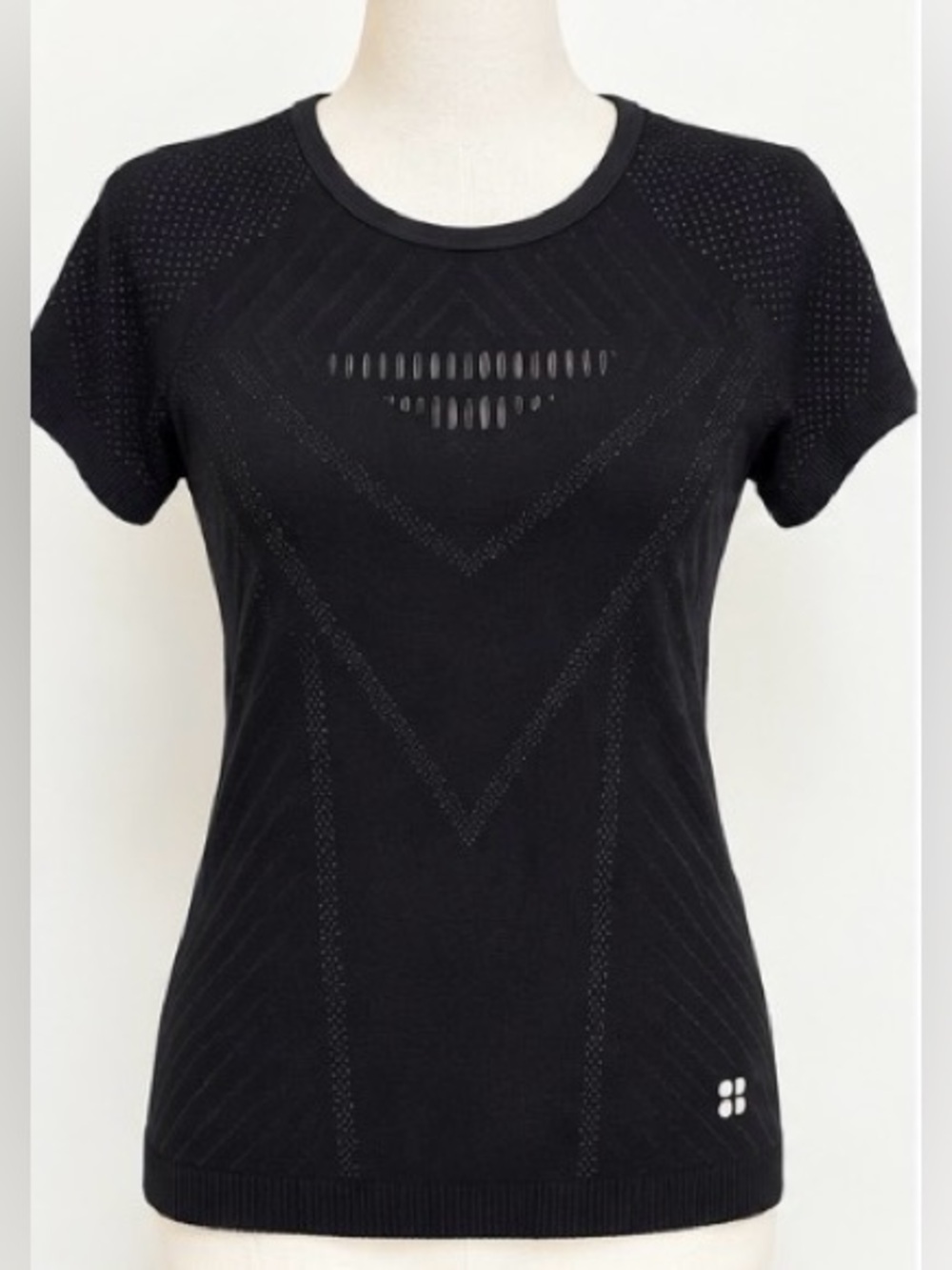 [Sweaty Betty] Luxe Finish Line Seamless Tee Black S/M NWT
